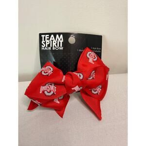 Ohio State Buckeyes Team Spirit Hair Bow Red Logo Ribbon Barrette NWT